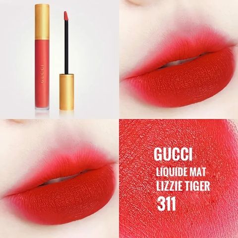 (Nhập khẩu) Son Kem Gucci Rouge Liquid Matte 311 Lizzie Tiger Màu Đỏ