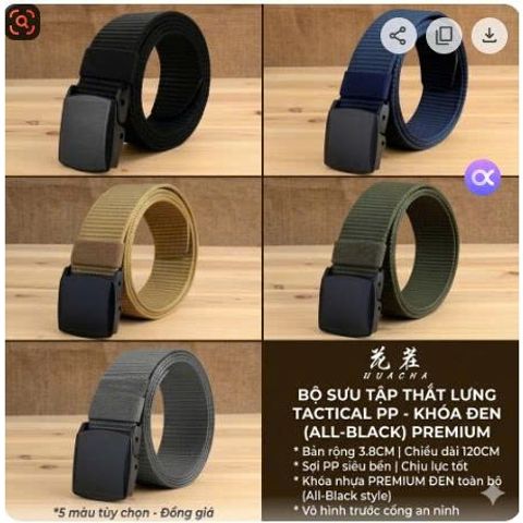 Dây nịt canvas - 5 Màu Dây - 1 Màu Khóa: Đẳng cấp All-Black mạnh mẽ!