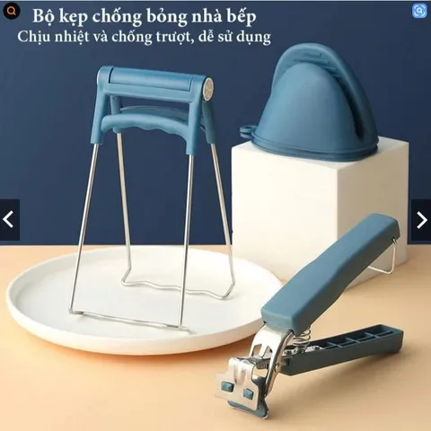 BỘ 3 DỤNG CỤ GẮP NỒI – CHỐNG BỎNG – MÀU XANH QUÝ PHÁI