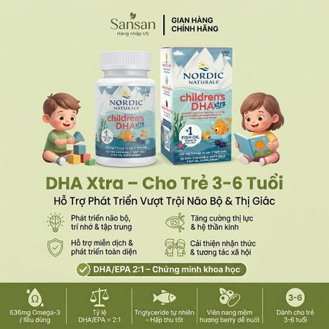 TPBVSK Nordic Children's DHA Xtra 880mg, dạng lỏng/ viên nang mềm 90 viên - Nội địa Mỹ