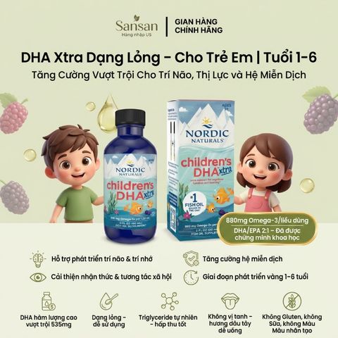 TPBVSK Nordic Children's DHA Xtra 880mg, dạng lỏng/ viên nang mềm 90 viên - Nội địa Mỹ