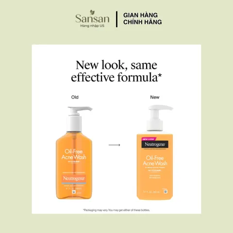 Sữa Rửa Neutrogena Oil-Free Acne Wash Sạch Nhờn, Thông Thoáng Lỗ Chân Lông 269ml,
