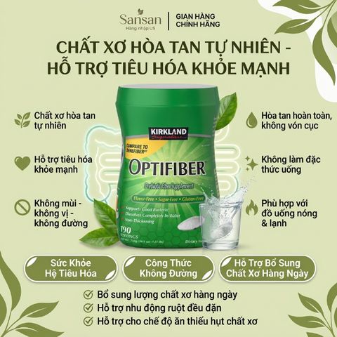 Bột Bổ Sung Chất Xơ Hòa Tan Optifiber Kirkland Signature Tự Nhiên 760g - Nội địa Mỹ