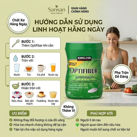 Bột Bổ Sung Chất Xơ Hòa Tan Optifiber Kirkland Signature Tự Nhiên 760g - Nội địa Mỹ