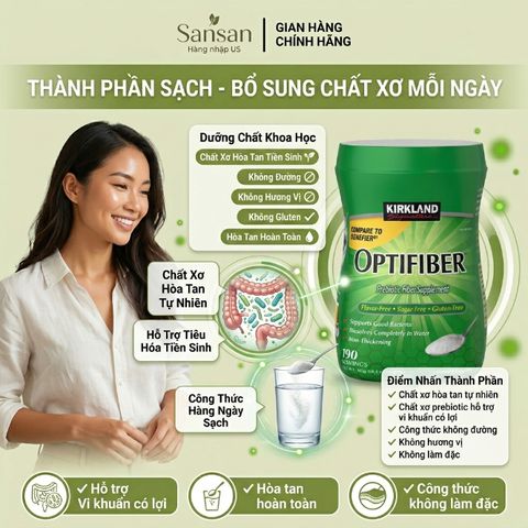 Bột Bổ Sung Chất Xơ Hòa Tan Optifiber Kirkland Signature Tự Nhiên 760g - Nội địa Mỹ