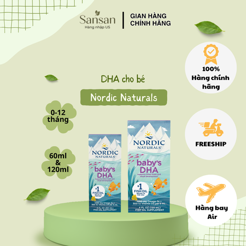 TPBVSK Siro dầu cá Nordic Naturals Baby's DHA cho bé sơ sinh từ 0-12 tháng tuổi 60ml và 120ml - Nội địa Mỹ