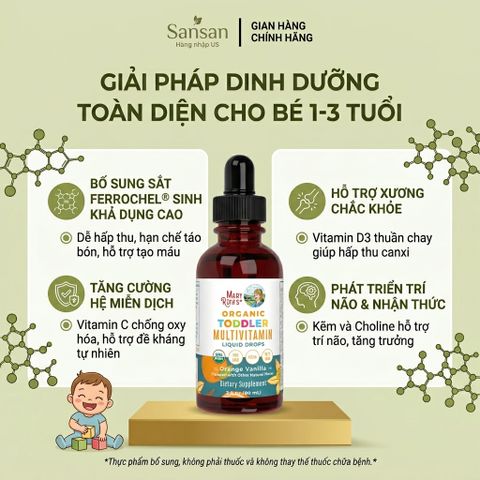 TPBVSK Vitamin tổng hợp hữu cơ Mary Ruths Organic Infant/ Toddler/ Kids Multivitamin Liquid Drops 60ml - Nội địa Mỹ