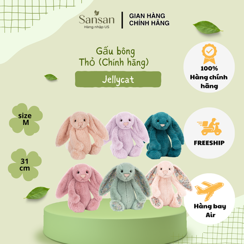Thỏ bông Jellycat màu Blossom Sage/ Blossom Blush/ Mineral Blue/ Lilac/ Tulip Pink/ Blush Bunny size M