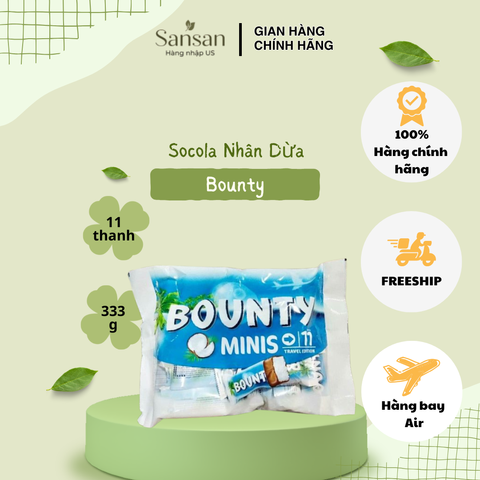 Kẹo Socola Dừa Bounty Miniatures 330g - Hương Vị Ngọt Bùi Nguyên Chất Mỹ - Bánh Kẹo Thích Hợp Cho Tín Đồ Socola