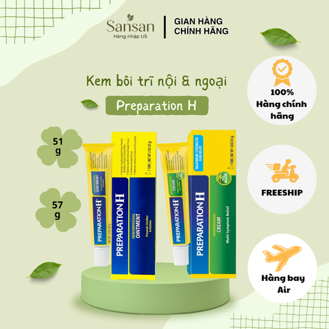 Kem bôi trĩ Preparation H Hemorrhoidal Ointment 57g - Giải pháp an toàn hiệu quả cho sức khỏe vùng da nhạy cảm, hàng Mỹ chính hãng.