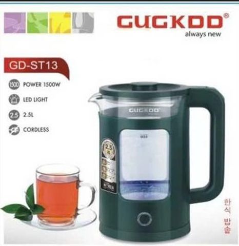 Ấm Siêu Tốc GUGKDD 2.5L Thủy Tinh Cường Lực Trong Suốt, Chịu Nhiệt Cao Trên 200 Độ C
