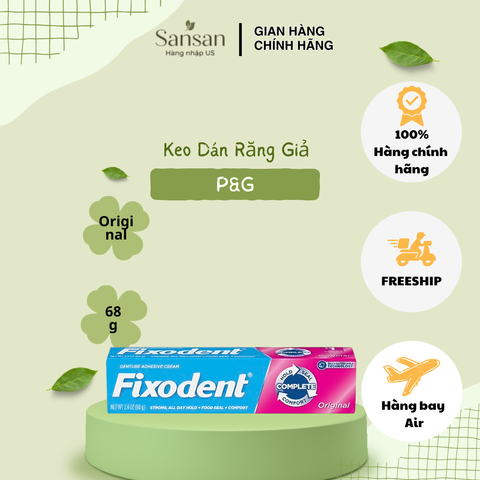 Keo Dán Hàm Giả Fixodent Original 68g - An Toàn, Dễ Dùng, Tự Tin Giao Tiếp - Hàng Mỹ Chất Lượng Cao