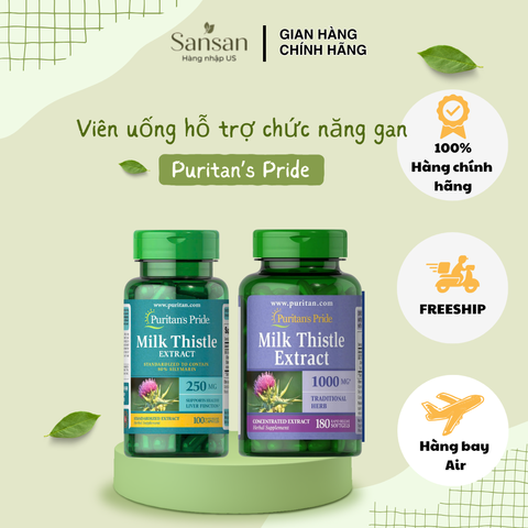 Viên Uống Thải Độc Gan Milk Thistle Extract Puritan's Pride 250mg - Bổ Gan, Chống Oxy Hóa, 100 Viên