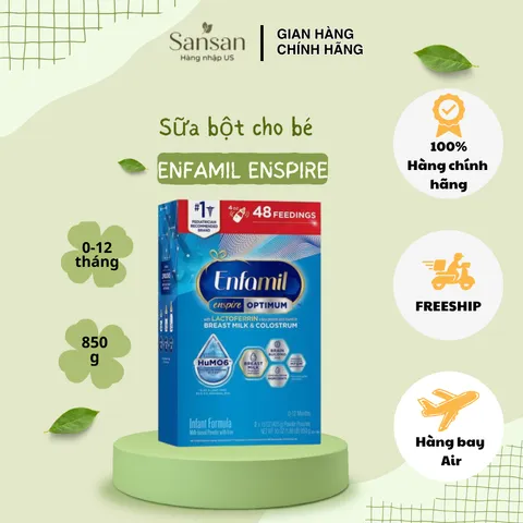 Sữa Bột Enfamil Enspire Infant Formula 850g - Dinh Dưỡng Cho Trẻ 0-12 Tháng, Hỗ Trợ Phát Triển Não Bộ, Chứa Lactoferrin, Hỗ Trợ Miễn Dịch
