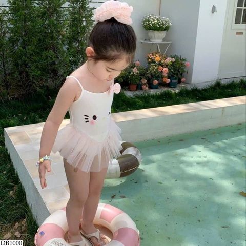 Bikini một mảnh hello kitty nơ phối voan bồng xinh xắn dễ thương đáng yêu cho bé gái mặc đi chơi đi biển đi bơi