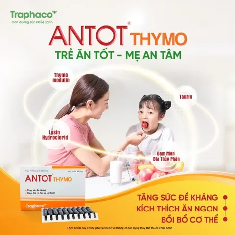 ANTOT Thymo Traphaco hỗ trợ Phục hồi sức khỏe và tăng sức đề kháng giúp ăn ngon hộp 2 Vỉx10 ống uống