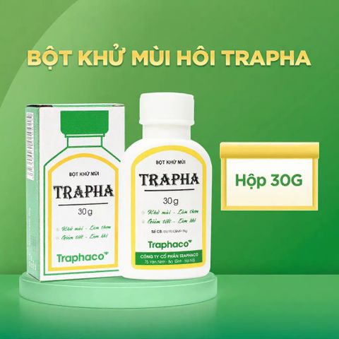 [Che Tên] Bột khử mùi TRAPHA hỗ trợ khử mùi, làm thơm, giảm tiết mồ hôi, khô thoáng cả ngày hộp 30g