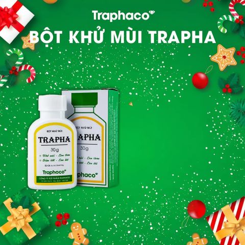 [Che Tên] Bột khử mùi TRAPHA hỗ trợ khử mùi, làm thơm, giảm tiết mồ hôi, khô thoáng cả ngày hộp 30g