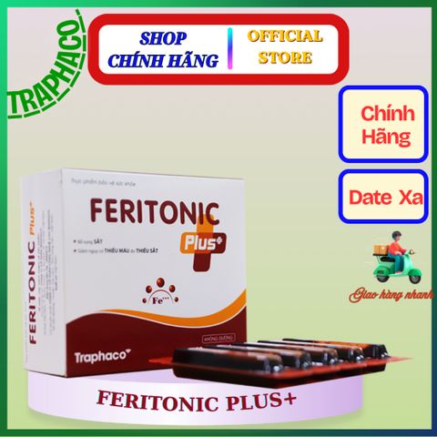 [Traphaco] Feritonic plus+ (Hộp 20 ống x 10ml) giúp bổ sung sắt, giúp hỗ trợ giảm nguy cơ thiếu máu