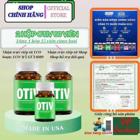 Combo 2 hộp 60 viên OTIV bổ não tặng 1 hộp 15 viên cải thiện mất ngủ, đau nửa đầu 718467