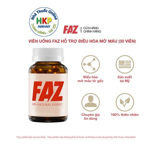 Viên uống FAZ - Điều Hòa Mỡ Máu, Hỗ Trợ Tim Mạch hộp 30 Viên 718465