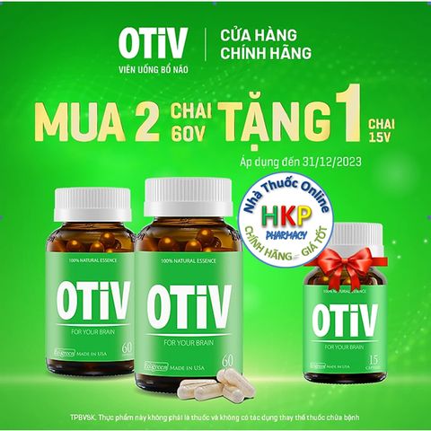 Combo 2 hộp 60 viên OTIV bổ não tặng 1 hộp 15 viên cải thiện mất ngủ, đau nửa đầu 718467