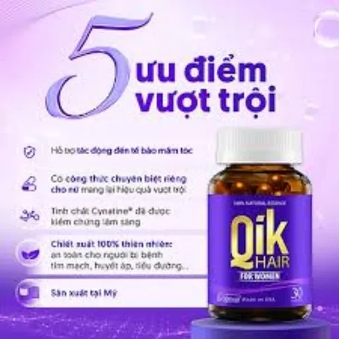 Combo 4 Hộp 30V Qik Hair For Women( QiK Nữ)  tặng 1 Hộp 15V giúp giảm rụng tóc ở nữ giới, giúp tóc mọc nhanh 718472