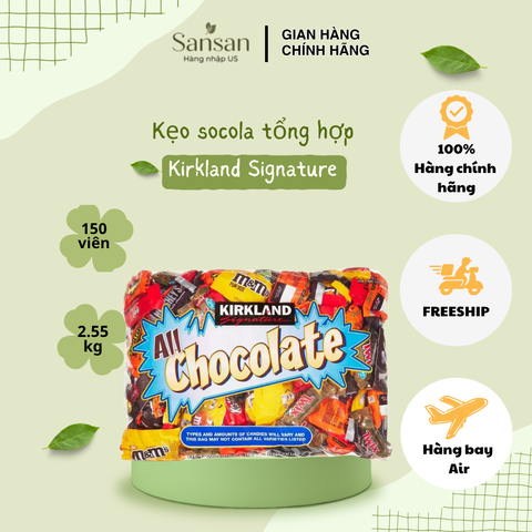 Kẹo Socola Kirkland Mỹ Mix Nhiều Vị 150 Viên 2.55kg - Hàng Chính Hãng, Nguyên Chất, Quà Tặng Tuyệt Vời