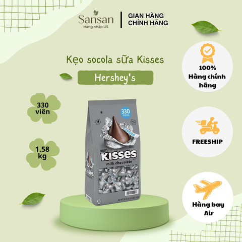 Kẹo socola sữa Kisses Hershey's 1,58kg - Hương vị ngọt ngào từ Mỹ - Món quà tuyệt vời cho các dịp lễ và tiệc tùng