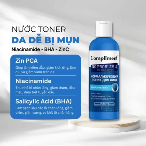 Nước Hoa Hồng Compliment No Problem BHA Zinc Niacinamide
