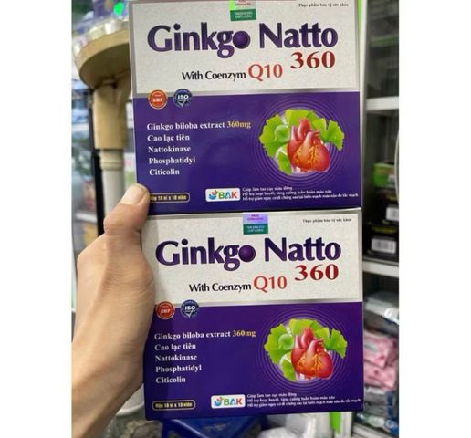 Bổ não Ginkgo Natto 360 Q10 ,hỗ trợ hoạt huyết,hộp 100 viên