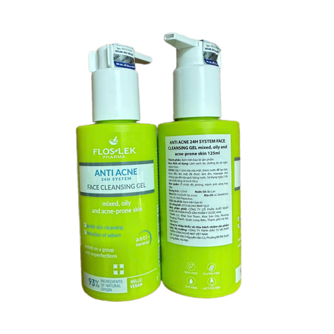 Sữa Rửa Mặt Floslek Chống Mụn – Gel Rửa Mặt Kháng Khuẩn Cho Da Dầu, Giảm Mụn Đầu Đen, Làm Dịu Tổn Thương Da 125ml