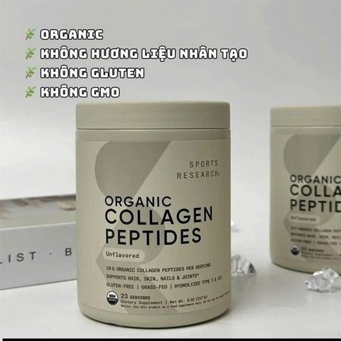 Collagen Sports Research Organic Peptides hỗ trợ da tóc móng 227g