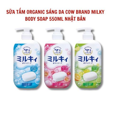 Sữa Tắm Mịn Da Sáng Da Chiết Xuất Sữa Bò Tươi Cow Milky Body Soap Nhật Bản 500ml