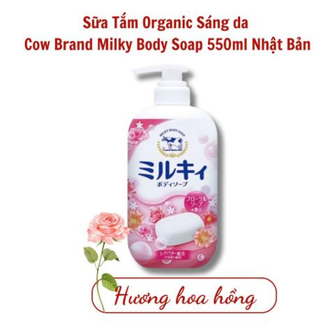 Sữa Tắm Mịn Da Sáng Da Chiết Xuất Sữa Bò Tươi Cow Milky Body Soap Nhật Bản 500ml