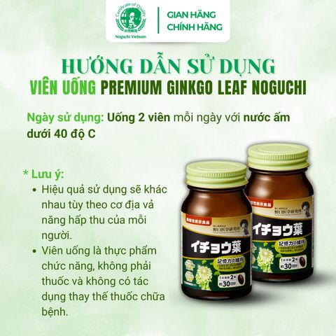 Viên Uống Bổ Não Premium Ginkgo Leaf Noguchi 60 viên Nhật Bản (DATE T2.2027)