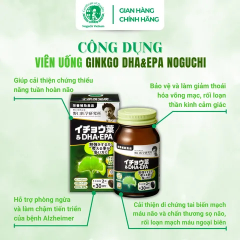 Viên Uống Bổ Não Ginkgo DHA & EPA Noguchi 60 Viên Nhật Bản (DATE T2.2027)