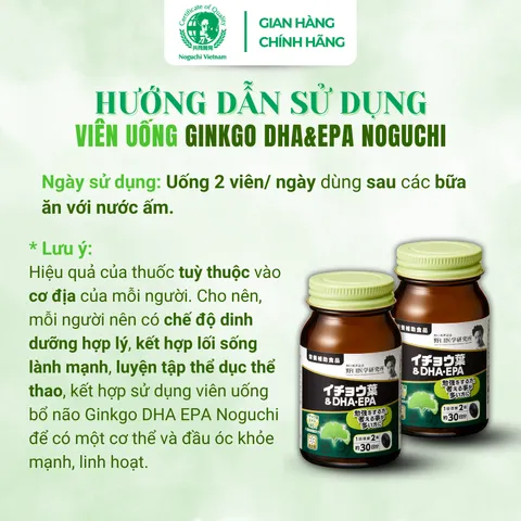 Viên Uống Bổ Não Ginkgo DHA & EPA Noguchi 60 Viên Nhật Bản (DATE T2.2027)