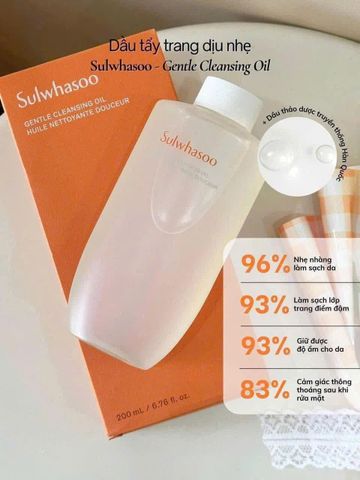 Dầu Tẩy Trang Dịu Nhẹ Sulwhasoo Gentle Cleansing Oil - Dầu Làm Sạch Sâu, Chiết Xuất Thảo Mộc Hàn Quốc, Giúp Da Mịn Màng và Tươi Mát