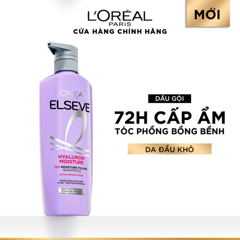 Bộ Gội Xả L’Oréal Paris Elseve Hyaluron 72H Pure/Moist 620ml 375ml - Tóc Mềm Mượt Nhẹ Bồng