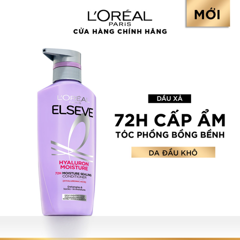 Bộ Gội Xả L’Oréal Paris Elseve Hyaluron 72H Pure/Moist 620ml 375ml - Tóc Mềm Mượt Nhẹ Bồng