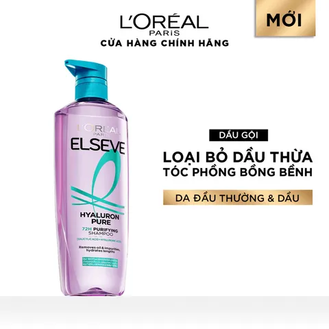 Bộ Gội Xả L’Oréal Paris Elseve Hyaluron 72H Pure/Moist 620ml 375ml - Tóc Mềm Mượt Nhẹ Bồng 720780