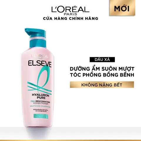 Bộ Gội Xả L’Oréal Paris Elseve Hyaluron 72H Pure/Moist 620ml 375ml - Tóc Mềm Mượt Nhẹ Bồng 720780