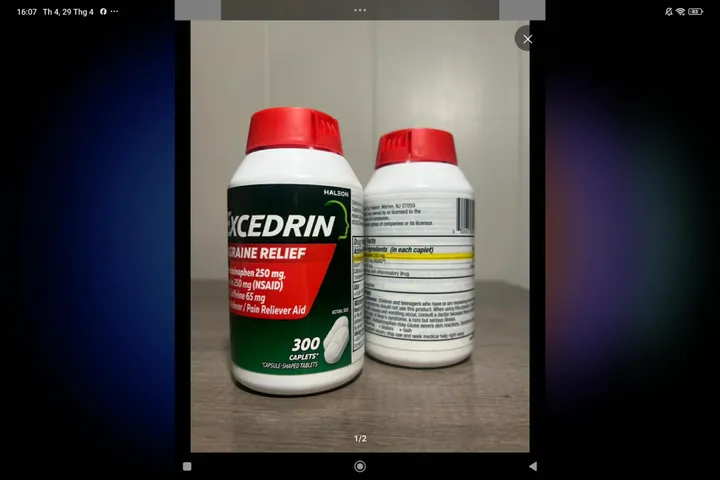 Viên hỗ trợ chứng đau nửa đầu Excedrin Migraine 300 viên Mỹ