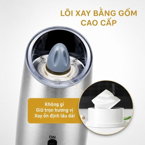 Máy xay tiêu muối GKÖCH KYMQ-57A cảm ứng sạc Type-C
