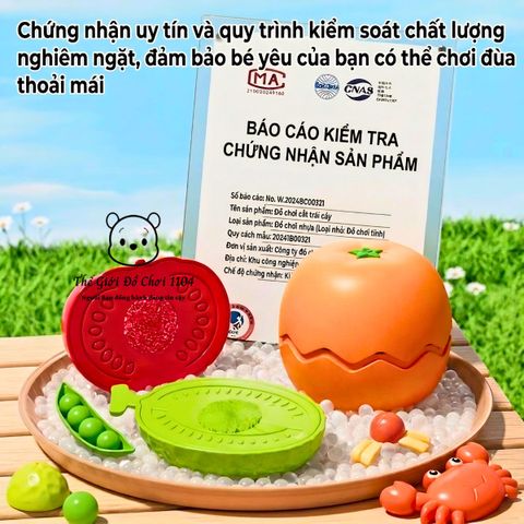 Bộ giỏ đồ chơi cắt trái cây cho bé 32 chi tiết kèm sticker phát triển kỹ năng phối hợp tay mắt