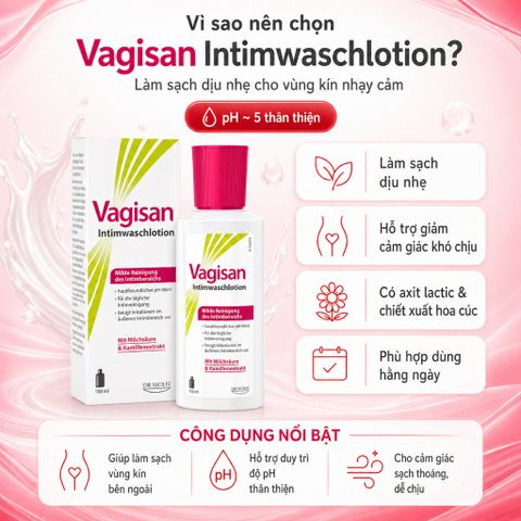 Vagisan Intimwaschlotion Dung Dịch Vệ Sinh Vùng Kín pH 5 Dịu Nhẹ Hằng Ngày