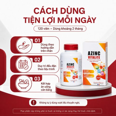 Azinc Vitalité Arko Pharma 120 viên bổ sung 12 vitamin 8 khoáng chất hàng Pháp cho người bận rộn