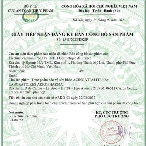 Azinc Vitalité Arko Pharma 120 viên bổ sung 12 vitamin 8 khoáng chất hàng Pháp cho người bận rộn