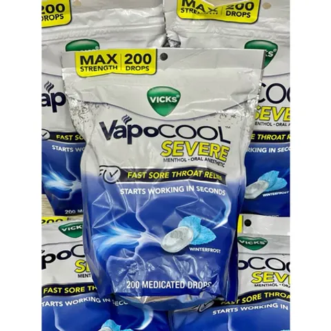Kẹo ngậm giảm ho Vicks VapoCool Severe 200 viên của Mỹ 724062